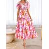 imageBTFBM Womens Clothing Wedding Guest Dresses Casual Boho Floral Short Sleeve Smocked Maxi Beach Spring Summer Dress 2026Floral Brown Purple