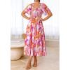 imageBTFBM Womens Clothing Wedding Guest Dresses Casual Boho Floral Short Sleeve Smocked Maxi Beach Spring Summer Dress 2026Floral Brown Purple