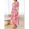 imageBTFBM Womens Clothing Wedding Guest Dresses Casual Boho Floral Short Sleeve Smocked Maxi Beach Spring Summer Dress 2026Floral Brown Purple
