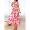 imageBTFBM Womens Clothing Wedding Guest Dresses Casual Boho Floral Short Sleeve Smocked Maxi Beach Spring Summer Dress 2026Floral Brown Purple