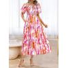 imageBTFBM Womens Clothing Wedding Guest Dresses Casual Boho Floral Short Sleeve Smocked Maxi Beach Spring Summer Dress 2026Floral Brown Purple