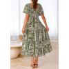 imageBTFBM Womens Clothing Wedding Guest Dresses Casual Boho Floral Short Sleeve Smocked Maxi Beach Spring Summer Dress 2026Floral Grass Green