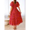 imageBTFBM Womens Clothing Wedding Guest Dresses Casual Boho Floral Short Sleeve Smocked Maxi Beach Spring Summer Dress 2026Floral Orange Purple