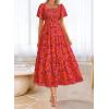 imageBTFBM Womens Clothing Wedding Guest Dresses Casual Boho Floral Short Sleeve Smocked Maxi Beach Spring Summer Dress 2026Floral Orange Purple