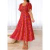 imageBTFBM Womens Clothing Wedding Guest Dresses Casual Boho Floral Short Sleeve Smocked Maxi Beach Spring Summer Dress 2026Floral Orange Purple