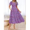 imageBTFBM Womens Clothing Wedding Guest Dresses Casual Boho Floral Short Sleeve Smocked Maxi Beach Spring Summer Dress 2026Floral Purple