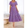 imageBTFBM Womens Clothing Wedding Guest Dresses Casual Boho Floral Short Sleeve Smocked Maxi Beach Spring Summer Dress 2026Floral Purple