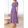 imageBTFBM Womens Clothing Wedding Guest Dresses Casual Boho Floral Short Sleeve Smocked Maxi Beach Spring Summer Dress 2026Floral Purple