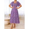 imageBTFBM Womens Clothing Wedding Guest Dresses Casual Boho Floral Short Sleeve Smocked Maxi Beach Spring Summer Dress 2026Floral Purple