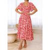 imageBTFBM Womens Clothing Wedding Guest Dresses Casual Boho Floral Short Sleeve Smocked Maxi Beach Spring Summer Dress 2026Floral Red White