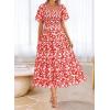 imageBTFBM Womens Clothing Wedding Guest Dresses Casual Boho Floral Short Sleeve Smocked Maxi Beach Spring Summer Dress 2026Floral Red White