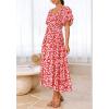 imageBTFBM Womens Clothing Wedding Guest Dresses Casual Boho Floral Short Sleeve Smocked Maxi Beach Spring Summer Dress 2026Floral Red White