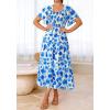 imageBTFBM Womens Clothing Wedding Guest Dresses Casual Boho Floral Short Sleeve Smocked Maxi Beach Spring Summer Dress 2026Floral White Blue