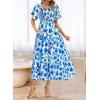 imageBTFBM Womens Clothing Wedding Guest Dresses Casual Boho Floral Short Sleeve Smocked Maxi Beach Spring Summer Dress 2026Floral White Blue
