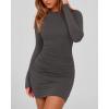 imageBTFBM Womens Spring Fashion 2026 Long Sleeve Boat Neck Mini Dress Slim Fit Party Club Short Tight Basic Bodycon DressesDark Grey