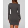 imageBTFBM Womens Spring Fashion 2026 Long Sleeve Boat Neck Mini Dress Slim Fit Party Club Short Tight Basic Bodycon DressesDark Grey