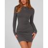 imageBTFBM Womens Spring Fashion 2026 Long Sleeve Boat Neck Mini Dress Slim Fit Party Club Short Tight Basic Bodycon DressesDark Grey