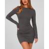 imageBTFBM Womens Spring Fashion 2026 Long Sleeve Boat Neck Mini Dress Slim Fit Party Club Short Tight Basic Bodycon DressesDark Grey