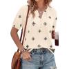 imageBTFBM Womens Summer Boho Tops Casual V Neck Short Sleeve Blouses Floral Print Shirt Tie Front Beach Vacation Fashion ClothingFloral Apricot Black