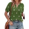 imageBTFBM Womens Summer Boho Tops Casual V Neck Short Sleeve Blouses Floral Print Shirt Tie Front Beach Vacation Fashion ClothingFloral Green White