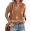 imageBTFBM Womens Summer Boho Tops Casual V Neck Short Sleeve Blouses Floral Print Shirt Tie Front Beach Vacation Fashion ClothingFloral Khaki Apricot