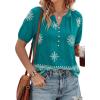 imageBTFBM Womens Summer Boho Tops Casual V Neck Short Sleeve Blouses Floral Print Shirt Tie Front Beach Vacation Fashion ClothingFloral Lake Blue White