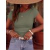 imageBTFBM Womens Summer Tops 2026 Ribbed T Shirts Crew Neck Short Sleeve Stretchy Ruched Slim Fit Workout Going Out TopArmy Green