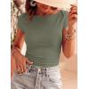 imageBTFBM Womens Summer Tops 2026 Ribbed T Shirts Crew Neck Short Sleeve Stretchy Ruched Slim Fit Workout Going Out TopArmy Green