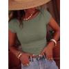 imageBTFBM Womens Summer Tops 2026 Ribbed T Shirts Crew Neck Short Sleeve Stretchy Ruched Slim Fit Workout Going Out TopArmy Green