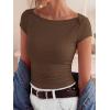imageBTFBM Womens Summer Tops 2026 Ribbed T Shirts Crew Neck Short Sleeve Stretchy Ruched Slim Fit Workout Going Out TopCoffee