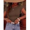 imageBTFBM Womens Summer Tops 2026 Ribbed T Shirts Crew Neck Short Sleeve Stretchy Ruched Slim Fit Workout Going Out TopCoffee