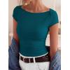 imageBTFBM Womens Summer Tops 2026 Ribbed T Shirts Crew Neck Short Sleeve Stretchy Ruched Slim Fit Workout Going Out TopDark Blue