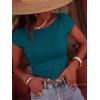 imageBTFBM Womens Summer Tops 2026 Ribbed T Shirts Crew Neck Short Sleeve Stretchy Ruched Slim Fit Workout Going Out TopDark Blue