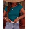 imageBTFBM Womens Summer Tops 2026 Ribbed T Shirts Crew Neck Short Sleeve Stretchy Ruched Slim Fit Workout Going Out TopDark Blue