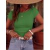 imageBTFBM Womens Summer Tops 2026 Ribbed T Shirts Crew Neck Short Sleeve Stretchy Ruched Slim Fit Workout Going Out TopGreen