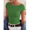 imageBTFBM Womens Summer Tops 2026 Ribbed T Shirts Crew Neck Short Sleeve Stretchy Ruched Slim Fit Workout Going Out TopGreen