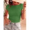 imageBTFBM Womens Summer Tops 2026 Ribbed T Shirts Crew Neck Short Sleeve Stretchy Ruched Slim Fit Workout Going Out TopGreen