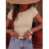 imageBTFBM Womens Summer Tops 2026 Ribbed T Shirts Crew Neck Short Sleeve Stretchy Ruched Slim Fit Workout Going Out TopKhaki