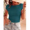 imageBTFBM Womens Summer Tops 2026 Ribbed T Shirts Crew Neck Short Sleeve Stretchy Ruched Slim Fit Workout Going Out TopLake Blue