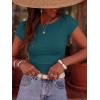 imageBTFBM Womens Summer Tops 2026 Ribbed T Shirts Crew Neck Short Sleeve Stretchy Ruched Slim Fit Workout Going Out TopLake Blue