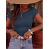 imageBTFBM Womens Summer Tops 2026 Ribbed T Shirts Crew Neck Short Sleeve Stretchy Ruched Slim Fit Workout Going Out TopNavy