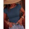 imageBTFBM Womens Summer Tops 2026 Ribbed T Shirts Crew Neck Short Sleeve Stretchy Ruched Slim Fit Workout Going Out TopNavy
