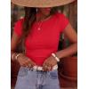 imageBTFBM Womens Summer Tops 2026 Ribbed T Shirts Crew Neck Short Sleeve Stretchy Ruched Slim Fit Workout Going Out TopRed