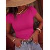imageBTFBM Womens Summer Tops 2026 Ribbed T Shirts Crew Neck Short Sleeve Stretchy Ruched Slim Fit Workout Going Out TopRose Red