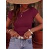 imageBTFBM Womens Summer Tops 2026 Ribbed T Shirts Crew Neck Short Sleeve Stretchy Ruched Slim Fit Workout Going Out TopWine Red