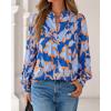 imageBTFBM Womens Tops Dressy Casual Spring 2026 Boho Floral V Neck Long Sleeve Half Button Down Shirt Work Business BlousesBig Floral Blue