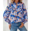 imageBTFBM Womens Tops Dressy Casual Spring 2026 Boho Floral V Neck Long Sleeve Half Button Down Shirt Work Business BlousesBig Floral Blue