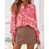 imageBTFBM Womens Tops Dressy Casual Spring 2026 Boho Floral V Neck Long Sleeve Half Button Down Shirt Work Business BlousesBig Floral Red