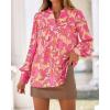 imageBTFBM Womens Tops Dressy Casual Spring 2026 Boho Floral V Neck Long Sleeve Half Button Down Shirt Work Business BlousesBig Floral Red