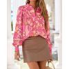 imageBTFBM Womens Tops Dressy Casual Spring 2026 Boho Floral V Neck Long Sleeve Half Button Down Shirt Work Business BlousesBig Floral Red